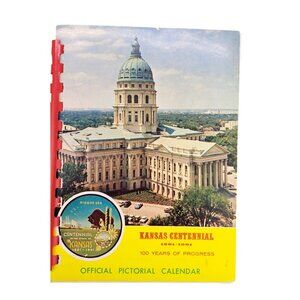 Vintage Kansas Centennial 1961 Pictorial Calendar 100 Years Progress Spiral Book